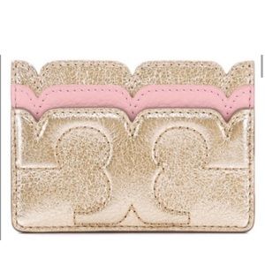 NWT Tory Burch Metallic Scalloped Card Holder